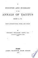 Cover of A Synopsis and Summary of the Annals of Tacitus, Books I-VI