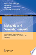 Cover of Metadata and Semantic Research