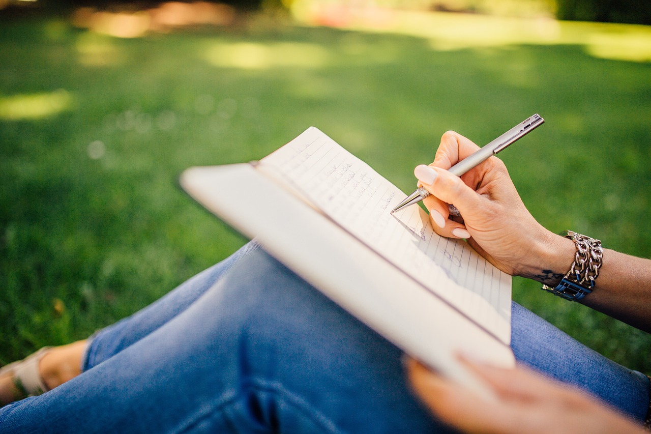A writer taking notes